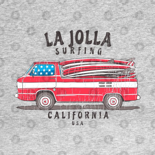 La Jolla, California Patriotic Surfing by Contentarama